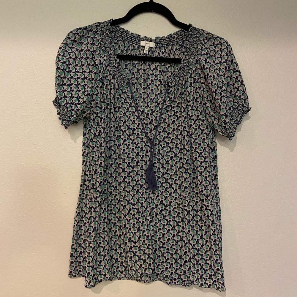 Joie Silk Peasant Masha Blouse Elephant Size Small